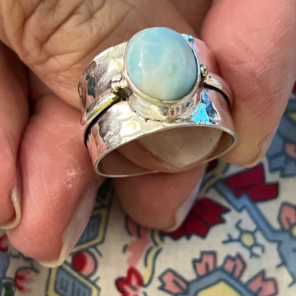 Larimar Hammered Ring - image 5